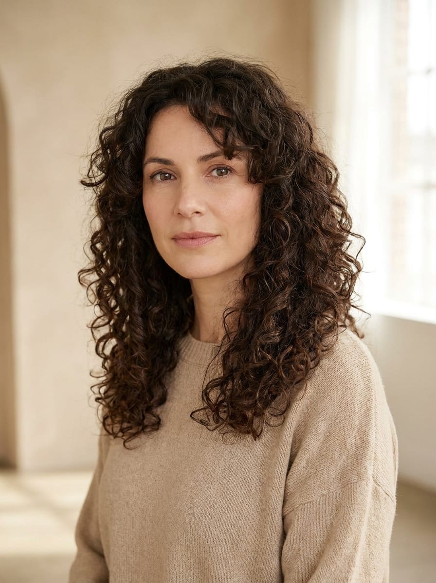 Lange Locken mit leichter Frontstufe - Locken Frisur für lange Haare